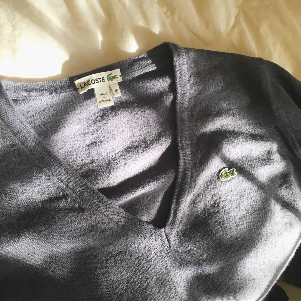 Lacoste Wool V Neck Sweater